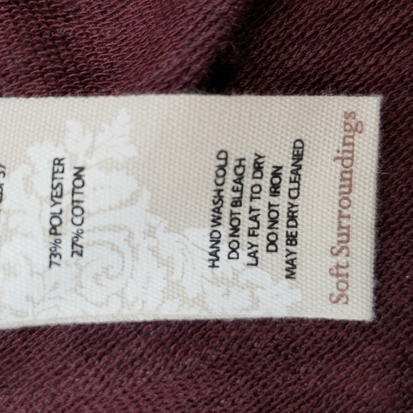 Soft Surroundings Long Hooded Cozy Wine Red Open Front Cardigan Sweater - Picture 10 of 10